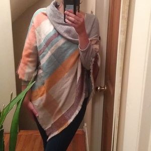 Convertible reversible scarf/poncho- pastel tones